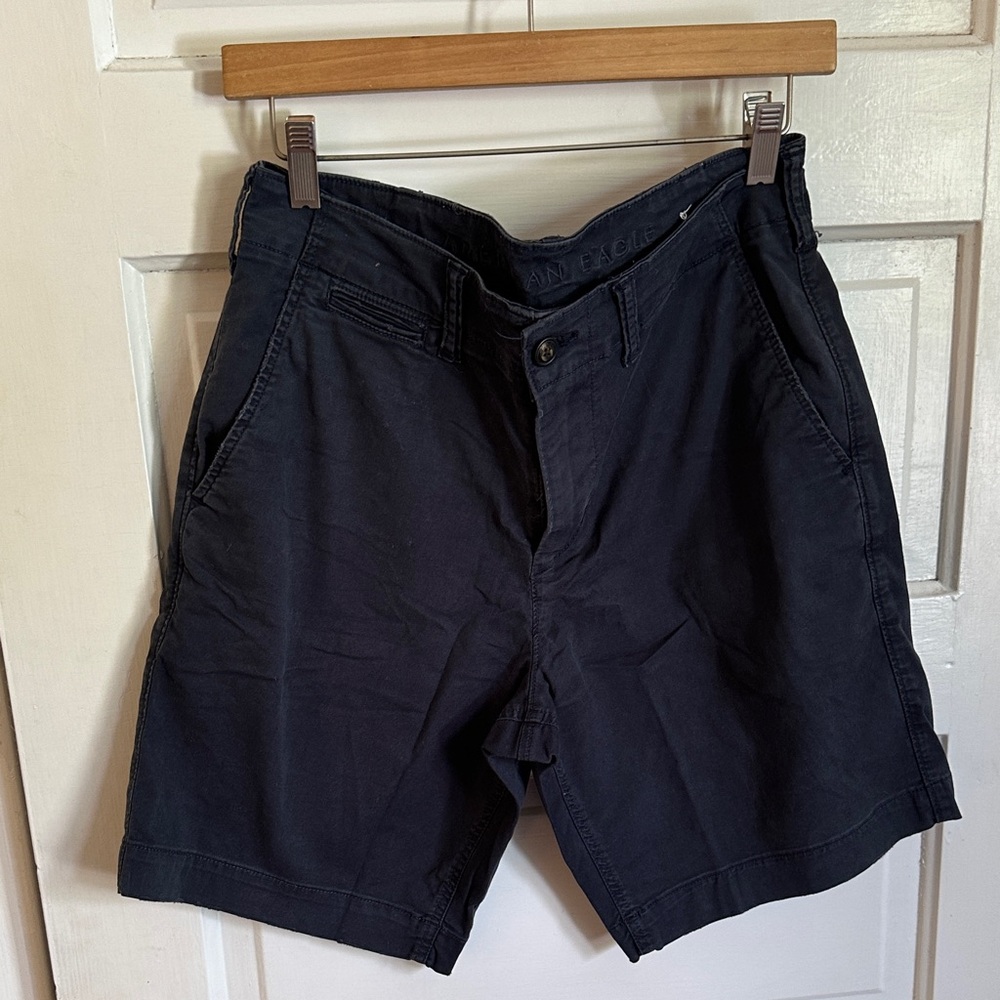American Eagle Outfitters 9" Men's Navy Flat-Front Cotton Shorts
